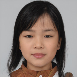 Neutral asian young-adult female with medium  black hair and brown eyes