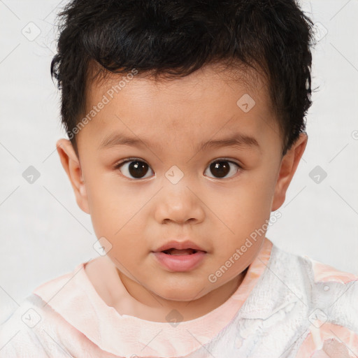 Neutral white child male with short  brown hair and brown eyes