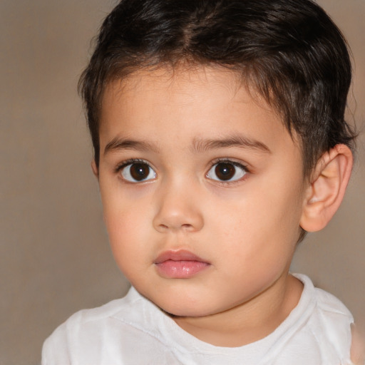 Neutral white child female with short  brown hair and brown eyes