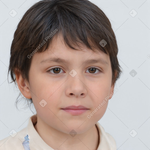 Neutral white child female with short  brown hair and brown eyes