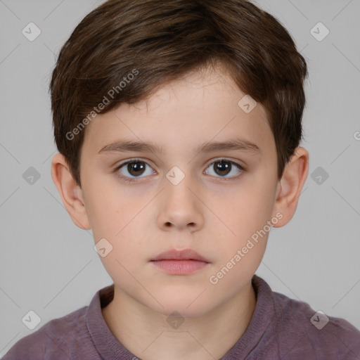 Neutral white child male with short  brown hair and brown eyes