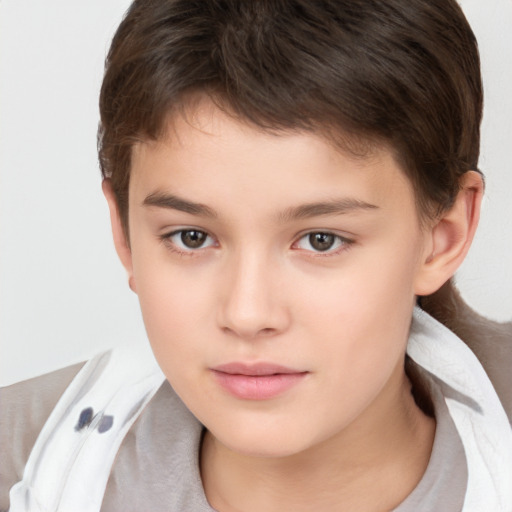 Neutral white child male with medium  brown hair and brown eyes