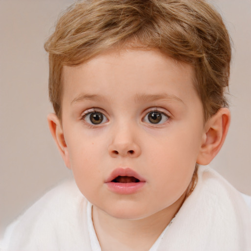 Neutral white child female with short  brown hair and brown eyes