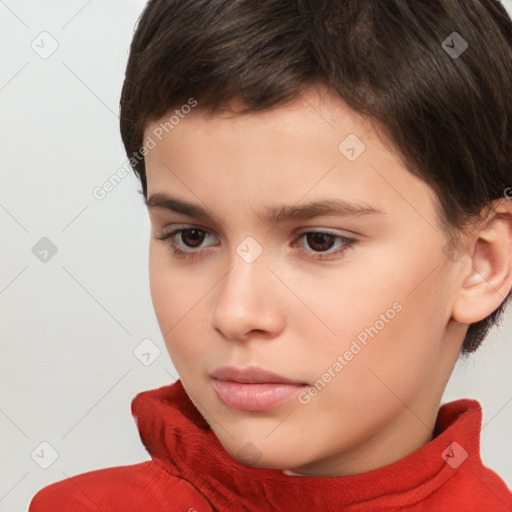 Neutral white child female with short  brown hair and brown eyes