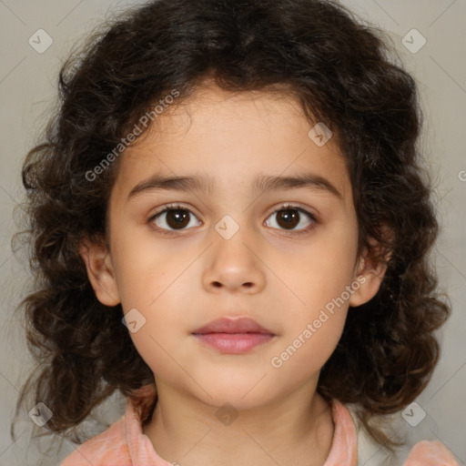 Neutral white child female with medium  brown hair and brown eyes