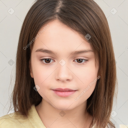 Neutral white child female with medium  brown hair and brown eyes