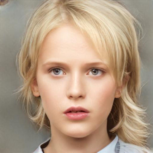 Neutral white young-adult female with medium  blond hair and brown eyes