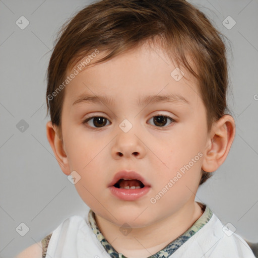 Neutral white child male with short  brown hair and brown eyes