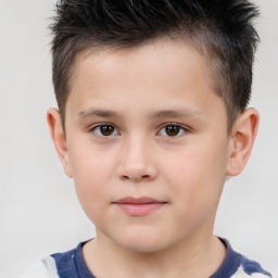 Neutral white child male with short  brown hair and brown eyes