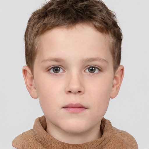 Neutral white child male with short  brown hair and brown eyes