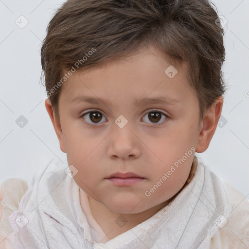 Neutral white child female with short  brown hair and brown eyes