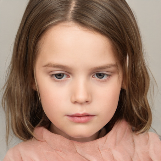 Neutral white child female with medium  brown hair and brown eyes