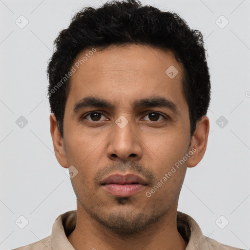 Neutral asian young-adult male with short  brown hair and brown eyes