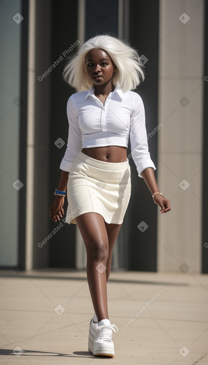 Sudanese young adult female with  white hair