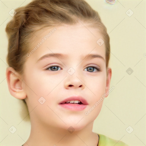 Neutral white child female with short  brown hair and brown eyes