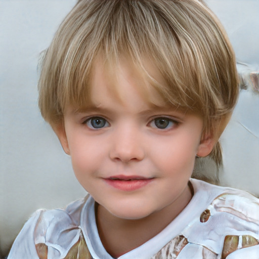 Neutral white child female with medium  brown hair and grey eyes