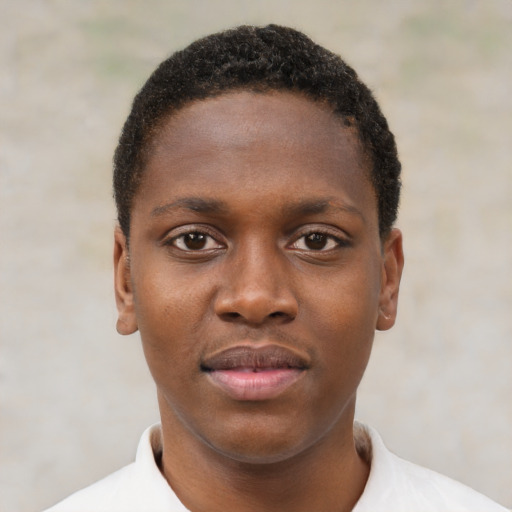 Neutral black young-adult male with short  brown hair and brown eyes