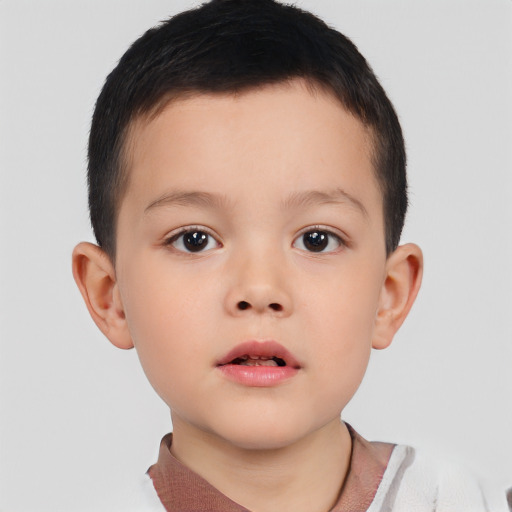 Neutral white child male with short  brown hair and brown eyes