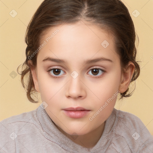 Neutral white child female with medium  brown hair and brown eyes