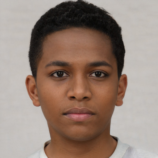 Neutral black child male with short  brown hair and brown eyes