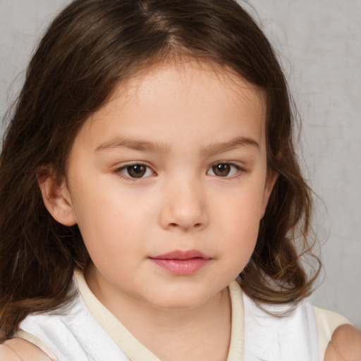 Neutral white child female with medium  brown hair and brown eyes