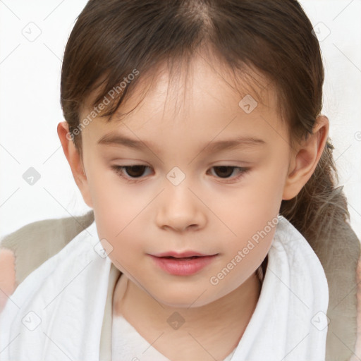 Neutral white child female with short  brown hair and brown eyes