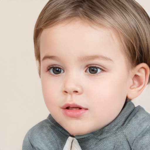 Neutral white child female with short  brown hair and brown eyes