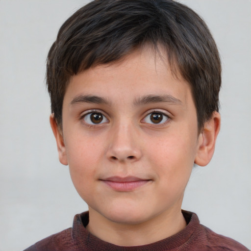 Neutral white child male with short  brown hair and brown eyes