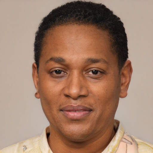 Neutral latino adult male with short  black hair and brown eyes