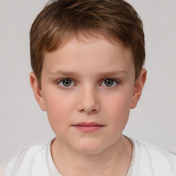 Neutral white child male with short  brown hair and brown eyes