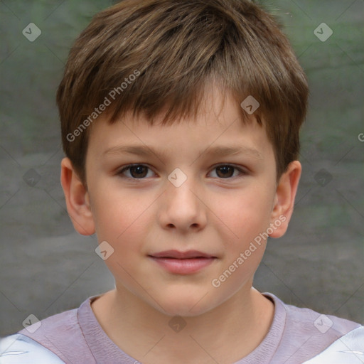 Neutral white child male with short  brown hair and brown eyes