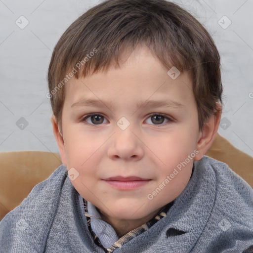 Neutral white child male with short  brown hair and brown eyes