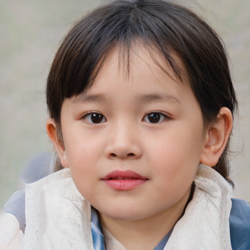 Neutral white child female with medium  brown hair and brown eyes