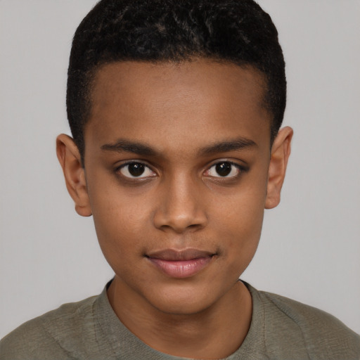 Neutral black young-adult male with short  brown hair and brown eyes