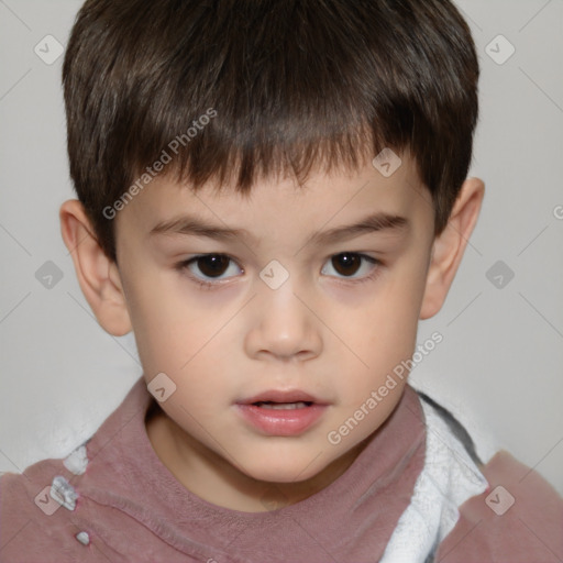 Neutral white child male with short  brown hair and brown eyes