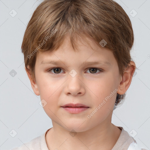 Neutral white child female with short  brown hair and brown eyes