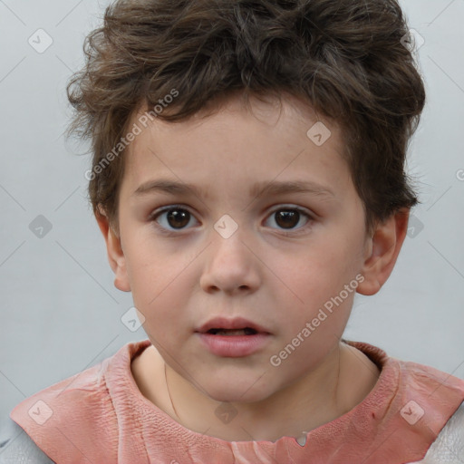 Neutral white child male with short  brown hair and brown eyes