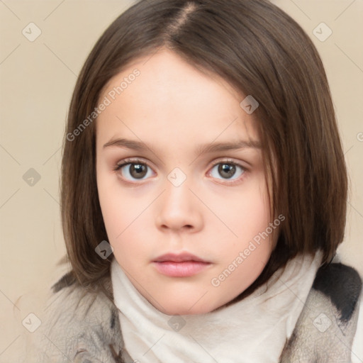 Neutral white child female with medium  brown hair and brown eyes