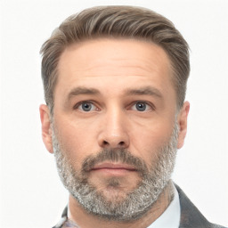 Neutral white adult male with short  brown hair and brown eyes