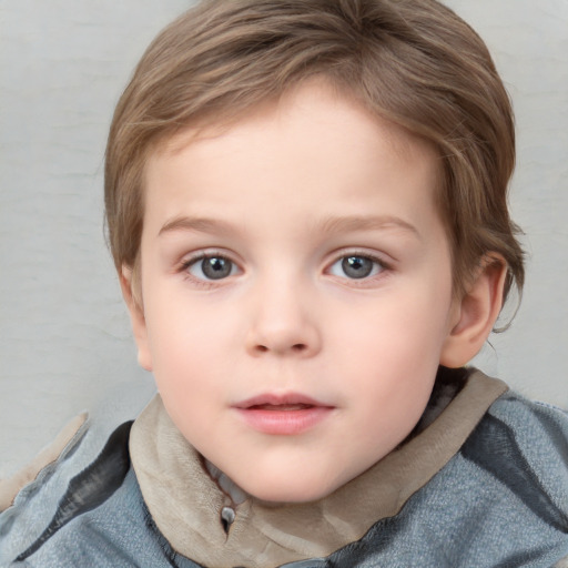 Neutral white child female with medium  brown hair and blue eyes