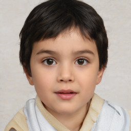 Neutral white child female with short  brown hair and brown eyes