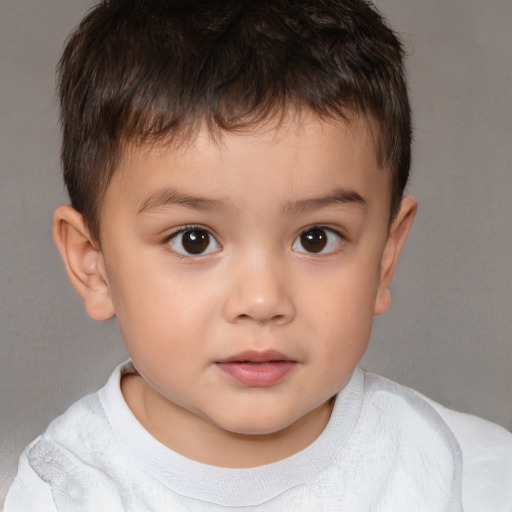 Neutral white child male with short  brown hair and brown eyes