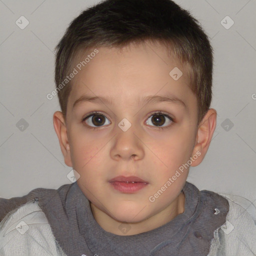 Neutral white child female with short  brown hair and brown eyes