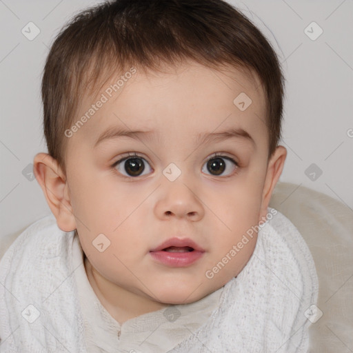 Neutral white child male with short  brown hair and brown eyes