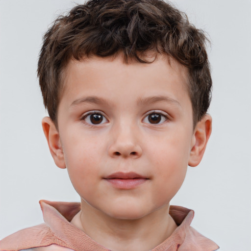 Neutral white child male with short  brown hair and brown eyes