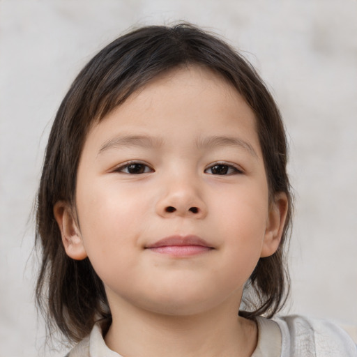 Neutral asian child female with medium  brown hair and brown eyes