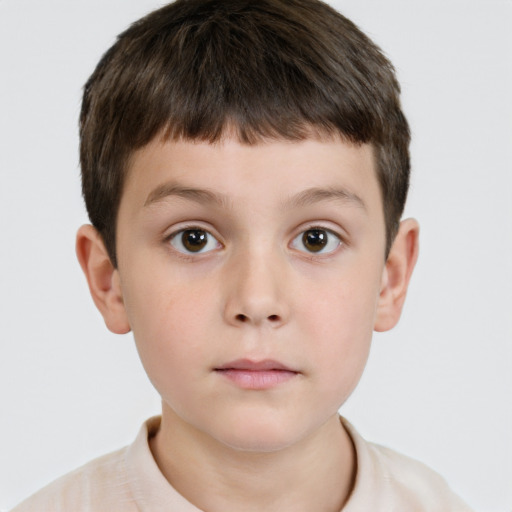 Neutral white child male with short  brown hair and brown eyes