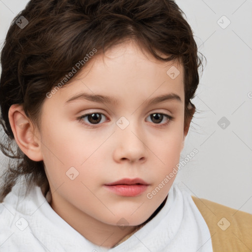 Neutral white child female with medium  brown hair and brown eyes