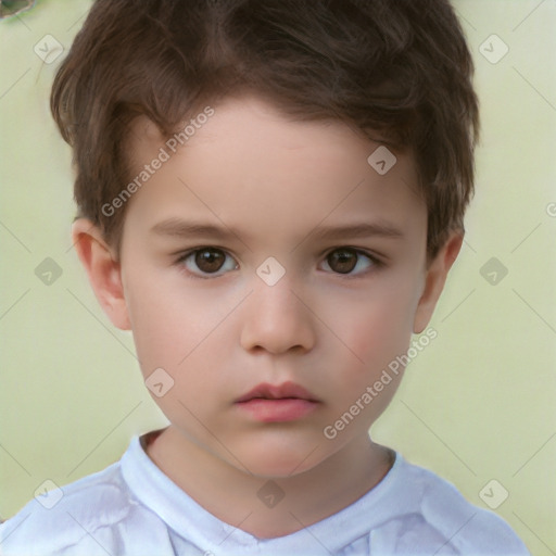 Neutral white child male with short  brown hair and brown eyes