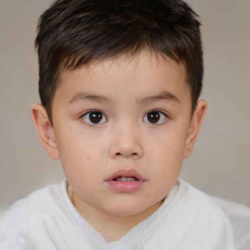 Neutral white child male with short  brown hair and brown eyes